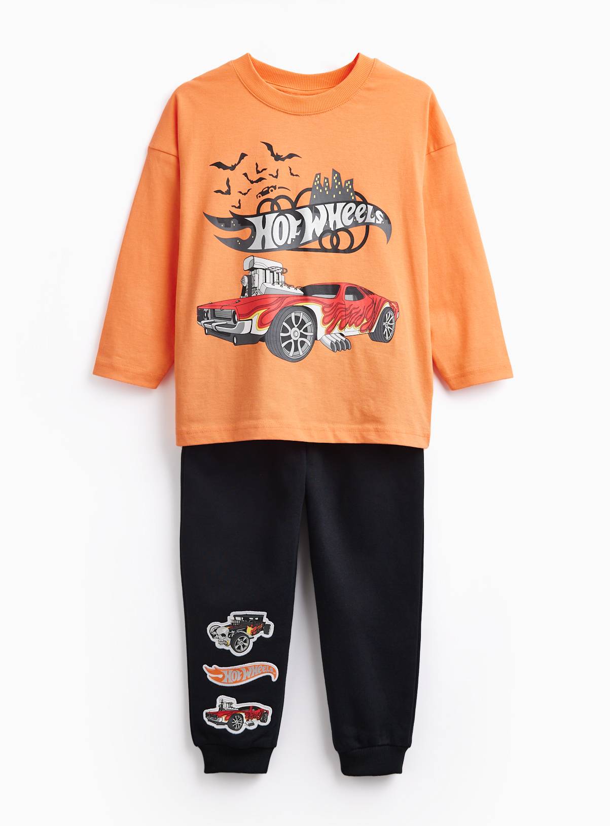 Orange Hot Wheels Halloween Sweat Set 4-5 years - Image 1